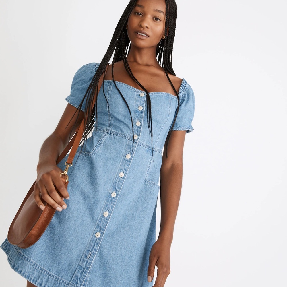Madewell Denim Puff Sleeve Dress